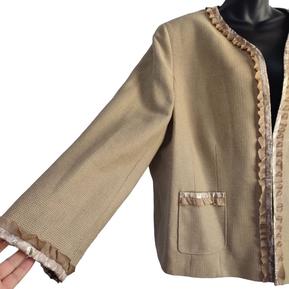 Alex Marie Women's Blazer Jacket Brown Ribbon Ruffled Edge Size 22W NWT - Picture 7 of 14